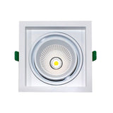 Empotrado led tipo Kardan. Luminaria totalmente orientable y fabricada en aluminio y lacada en color blanco y fondo en negro. Luminaria de gran potencia para pasillos, cocinas, baños, salones y tiendas consiguiendo una gran eficiencia energética.