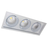 Empotrado led tipo Kardan. Luminaria totalmente orientable y fabricada en aluminio y lacada en color blanco y fondo en negro. Luminaria de gran potencia para pasillos, cocinas, baños, salones, tiendas consiguiendo una gran eficiencia energética.