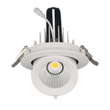 Luminaria redonda led que se caracteriza por su diseño exclusivo y alta potencia (25W). Downlight basculante led diseñado para la iluminación en el ámbito profesional y comercial. Ideal para iluminar planos verticales o de objetos. Restaurantes, centros comerciales, tiendas de moda, etc