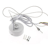 Kit de suspensión que incluye: Florón redondo blanco Ø75x28mm, cable redondo de 3 hilos de 0.75mm y 1.5m de longitud. Cable de acero de suspensión con pasador sujetables, clip de conexión rápida de cables y tornillos de sujección.