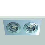 Gabinete o carcasa empotrable para alojar dos bombillas led de tipo GU10 o GX5,3, similar a los convencionales portalámparas de halógenos.