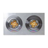 Gabinete o carcasa empotrable para alojar dos bombillas led de tipo GU10 o GX5,3, similar a los convencionales portalámparas de halógenos.