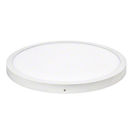 Luminaria led de superficie de gran tamaño con cuerpo de aluminio lacado en color blanco y amplio difusor, gran ángulo de apertura, proporciona iluminación general con una máxima eficiencia y mando a distancia táctil para la selección de color RGB o blanco 4000K, intensidad, efectos, encendido/apagado...