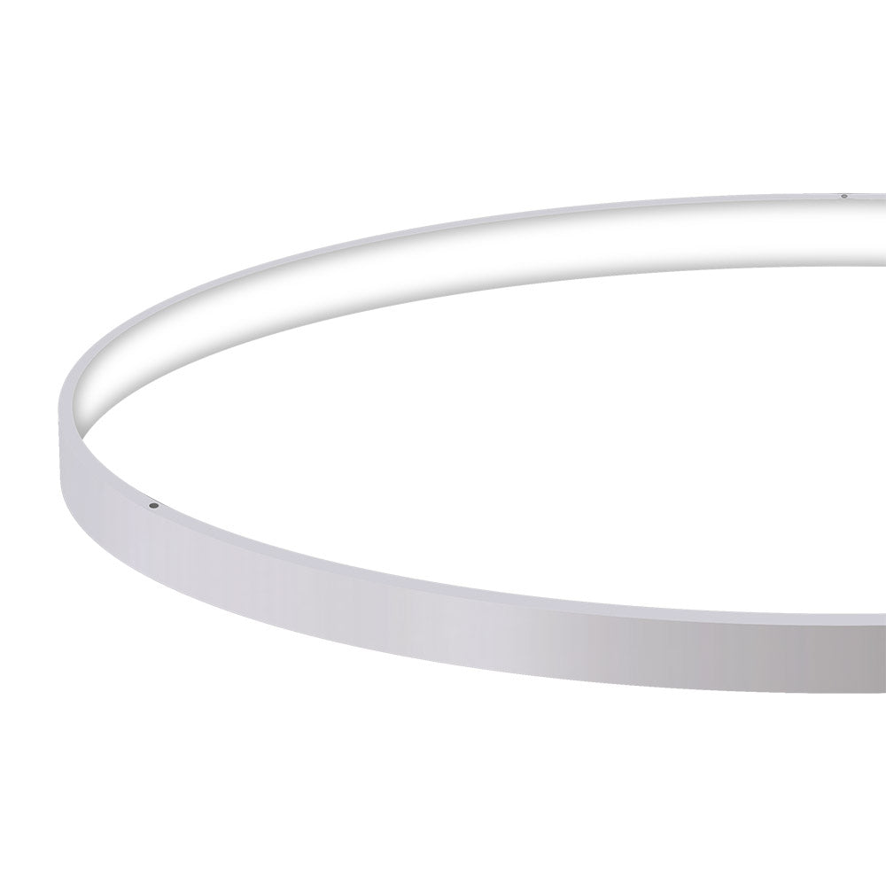 Kit que incluye perfil circular de aluminio y cubierta de silicona opal. Para fabricar espectaculares luminarias LED con múltiples opciones de instalación. Lacado en color blanco mate.