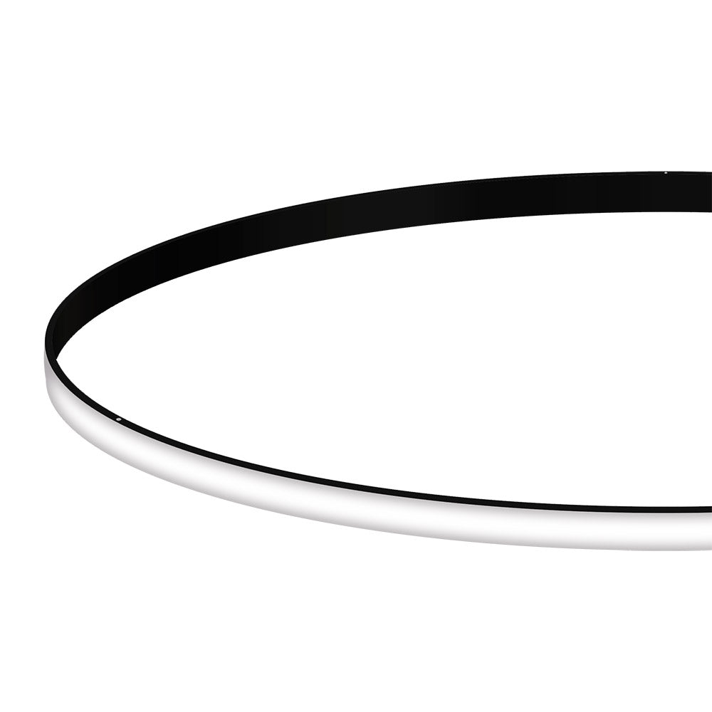 Kit que incluye perfil circular de aluminio y cubierta de silicona opal. Para fabricar espectaculares luminarias LED con múltiples opciones de instalación. Lacado en color negro mate.