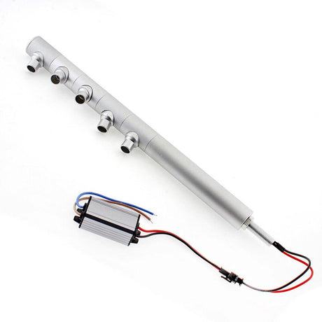 Luminaria de gran calidad que incorpora chip led CREE COB y driver led. Sus cinco mini focos pueden ser orientados en cualquier posición para la iluminación de los objetos de la exposición.