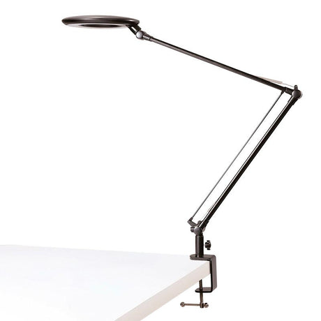 Lámpara led de estudio con brazo articulado que permite dirigir su haz de luz en cualquier dirección. Control táctil con selector de intensidad. Con un diseño clásico y funcional. Realizado con materiales de alta calidad. Incorpora lupa para poder utilizarlo en trabajos de precisión.
