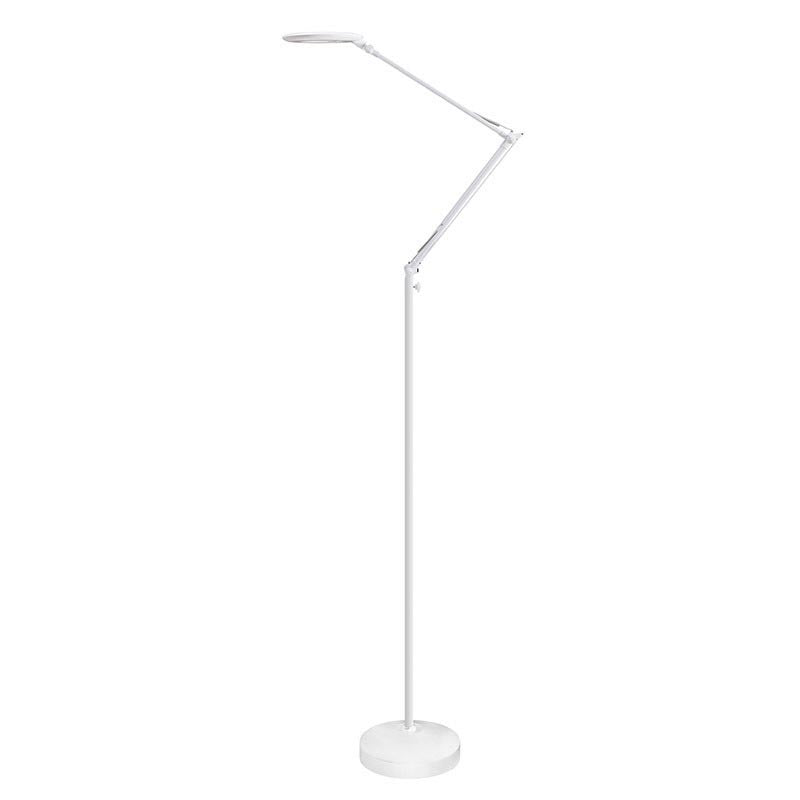 Lámpara led de pie con brazo articulado que permite dirigir su haz de luz en cualquier dirección. Control táctil con selector de intensidad. Con un diseño clásico y funcional. Realizado con materiales de alta calidad.  
