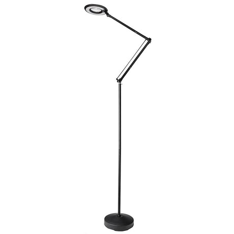 Lámpara led de pie con brazo articulado que permite dirigir su haz de luz en cualquier dirección. Control táctil con selector de intensidad. Con un diseño clásico y funcional. Realizado con materiales de alta calidad.  