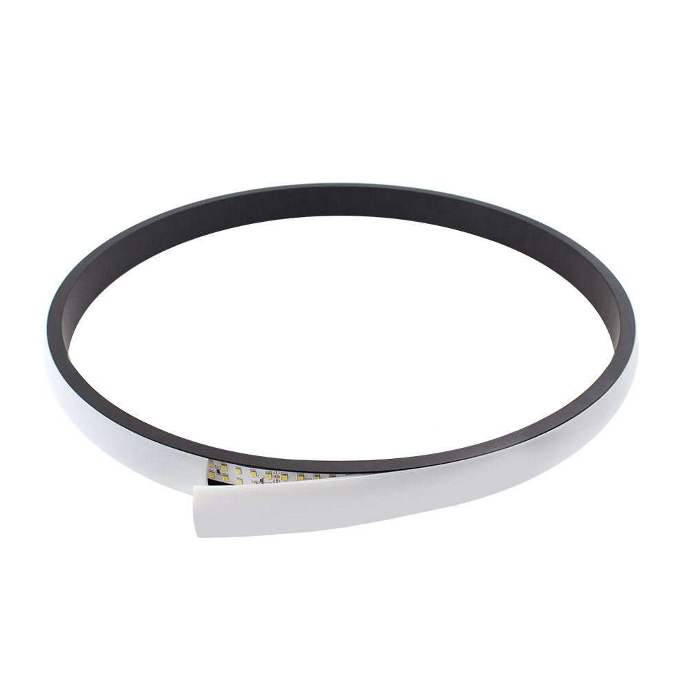 Kit que incluye perfil circular de aluminio y cubierta de silicona opal. Para fabricar espectaculares luminarias LED con múltiples opciones de instalación. Lacado en color blanco mate.