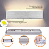 Elegante aplique LED de pared de diseño minimalista. Permite generar un tipo de luz difusa y homogénea a la vez. Son elementos funcionales y decorativos. Los apliques de pared Led suelen ser luminarias que complementan a la iluminación principal siendo un elemento importante en la decoración de los más variados ambientes.