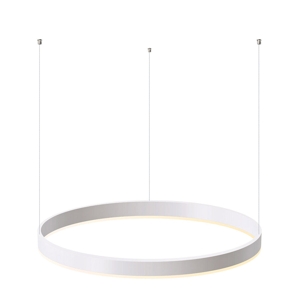 Kit que incluye perfil circular de aluminio y cubierta de metacrilato frost. Para fabricar espectaculares luminarias LED con múltiples opciones de instalación. Lacado en color blanco mate.