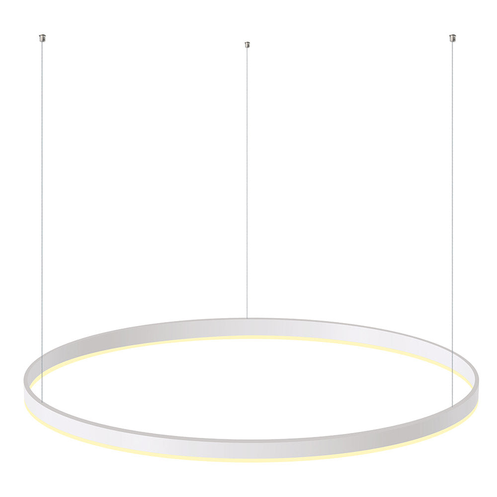 Kit que incluye perfil circular de aluminio y cubierta de metacrilato frost. Para fabricar espectaculares luminarias LED con múltiples opciones de instalación. Lacado en color blanco mate.