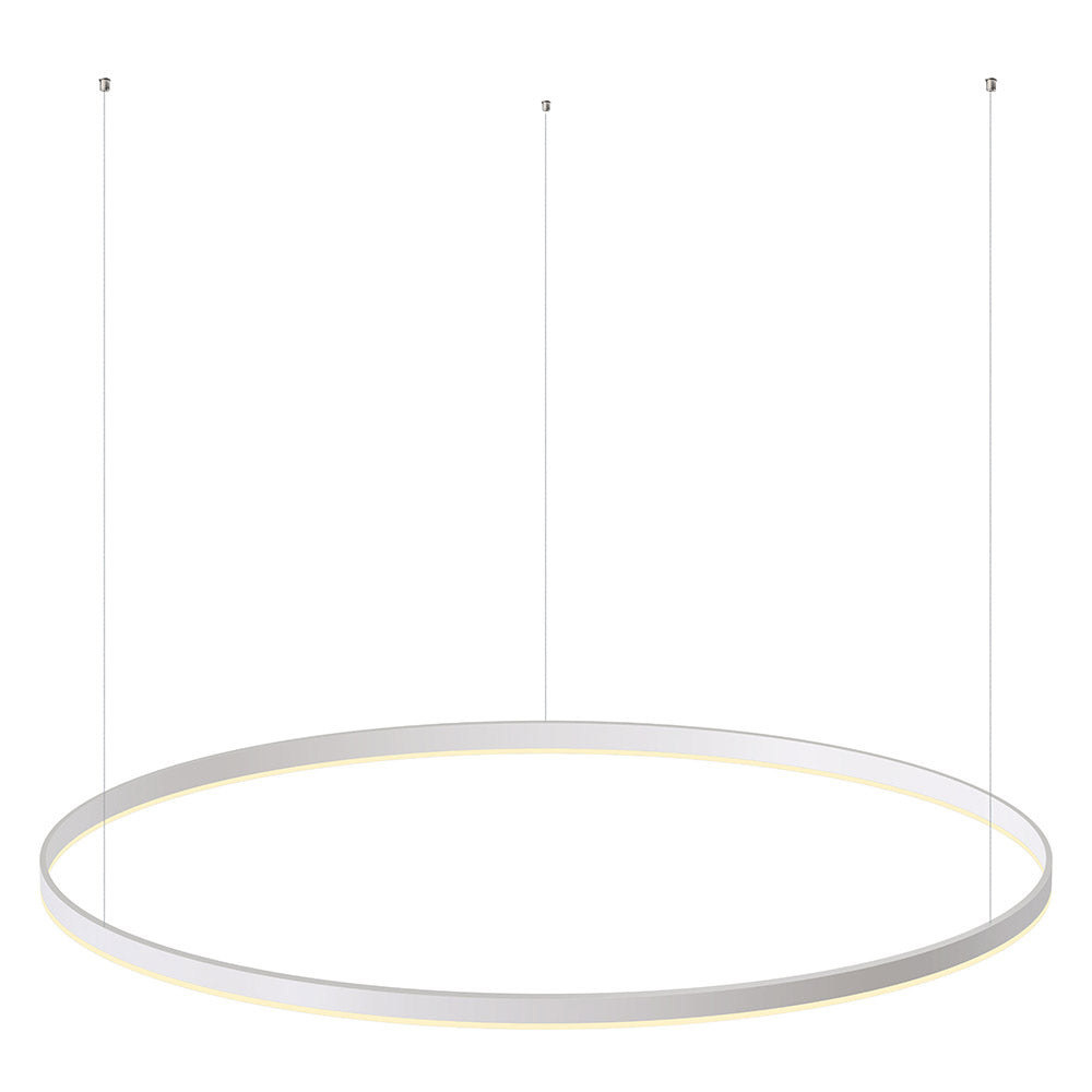 Kit que incluye perfil circular de aluminio y cubierta de metacrilato frost. Para fabricar espectaculares luminarias LED con múltiples opciones de instalación. Lacado en color blanco mate.