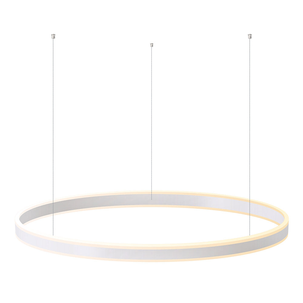 Kit que incluye perfil circular de aluminio y cubierta de metacrilato frost. Para fabricar espectaculares luminarias LED con múltiples opciones de instalación. Lacado en color blanco mate.