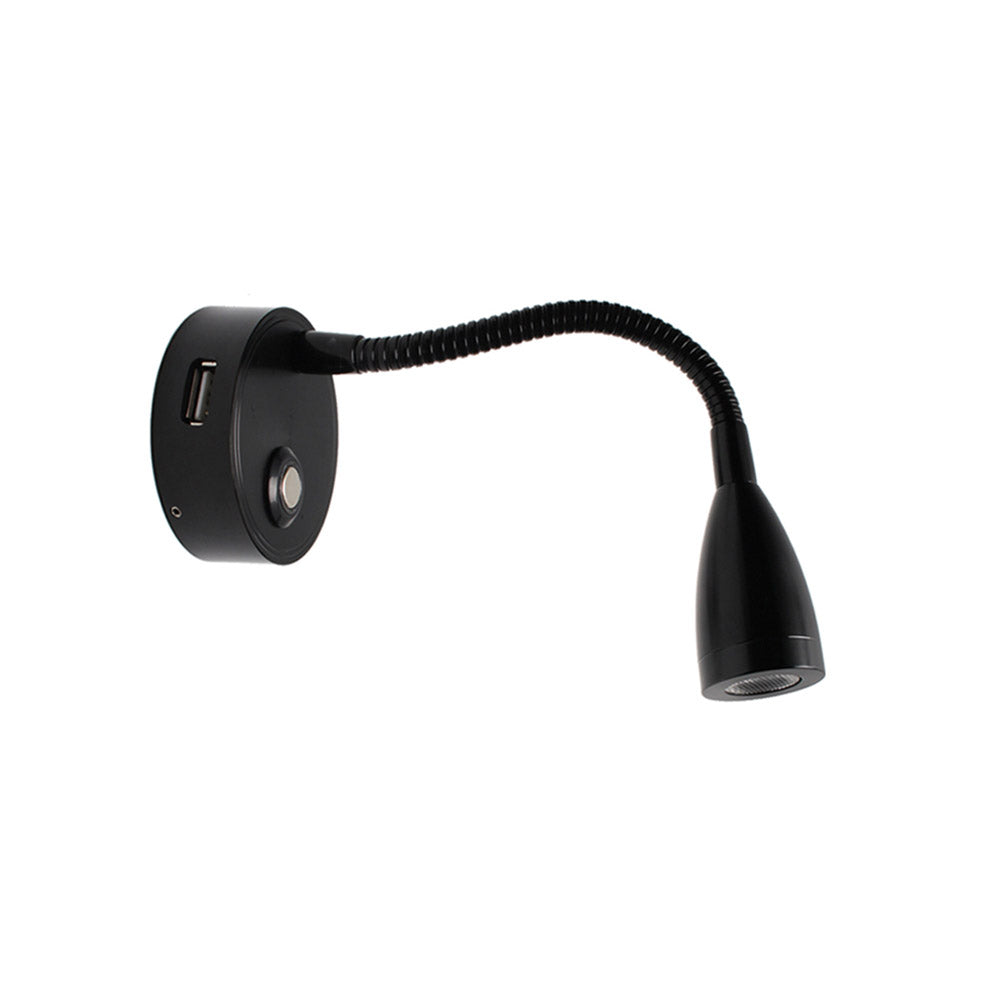 Luminaria flexible de gran calidad con interruptor táctil incorporado para su intalación en pared. Ofrece iluminación focal muy apropiado para su uso como lámpara de lectura o iluminación en vitrinas.