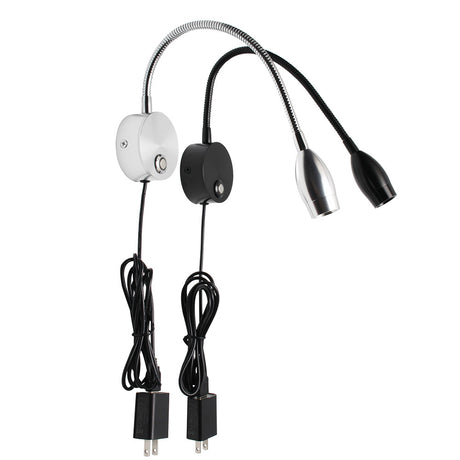 Luminaria flexible de gran calidad con interruptor táctil incorporado para su intalación en pared. Ofrece iluminación focal muy apropiado para su uso como lámpara de lectura o iluminación en vitrinas. Incluye alimentador con adaptador USB.