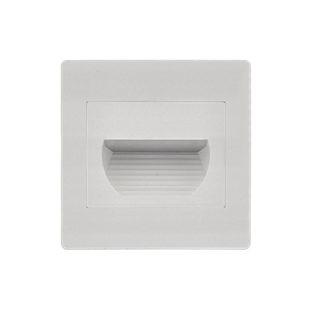 Baliza empotrable de uso interior. Incorpora una placa de led SMD 1W color Blanco Neutro. Lámpara fabricada en PC. Baliza de señalizamiento para paredes y muros, pasillos, cocinas, escaleras o ascensores.