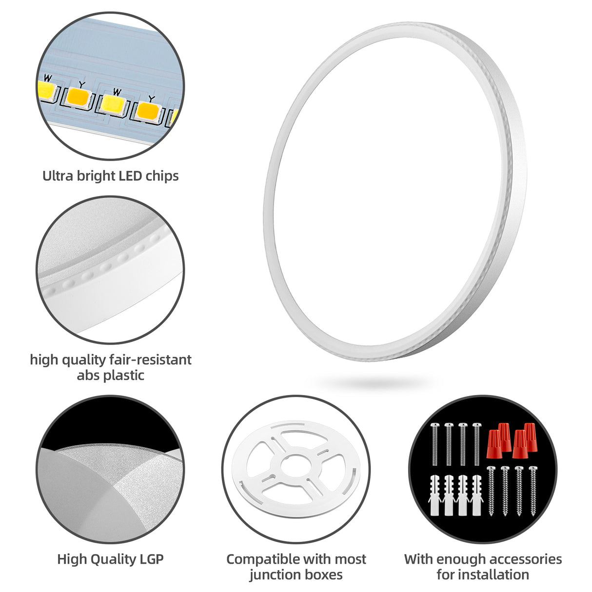 Luminaria led de superficie que proporciona iluminación general CCT (3000-6000K) blanco cálido, neutro o frío. Control por Bluetooth, a través de APP o por mando a distancia RF incluido.