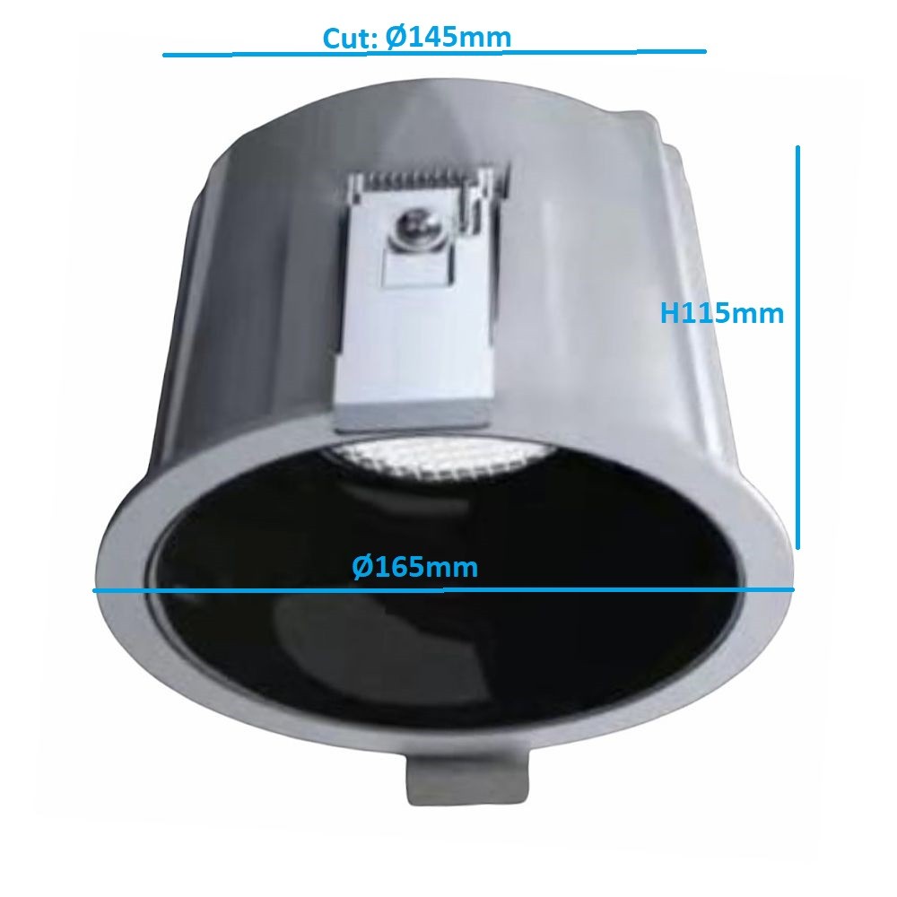 Luminaria empotrable de la más alta calidad para los proyectos más exigentes con protección contra el agua IP65. Downlight Led con Chip Bridgelux y driver Philips Certadrive con selector de color de luz (blanco cálido, neutro o frío) 