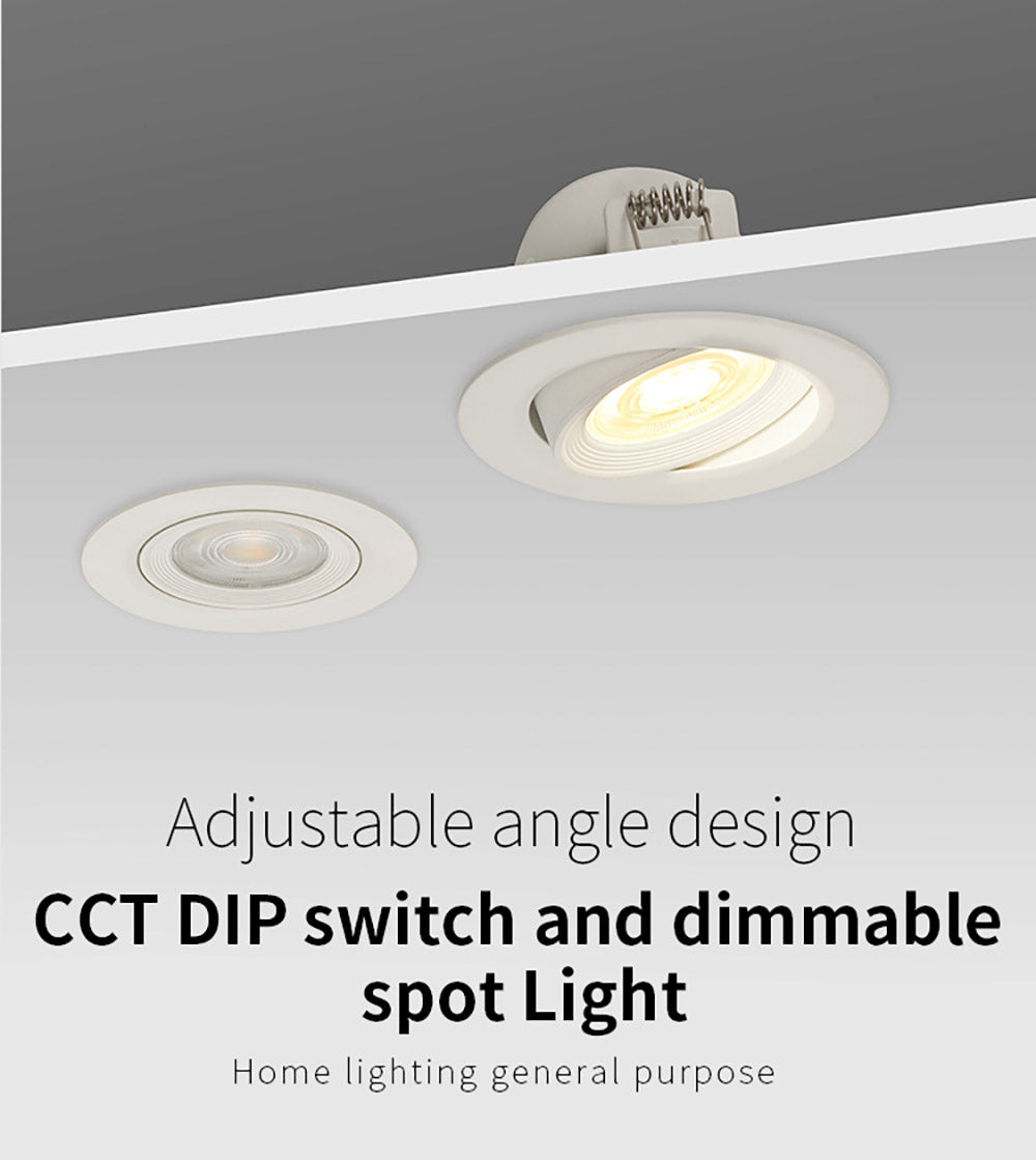 Pack que incluye 10 luminarias led empotrable con color de luz e intensidad regulable. La solución ideal para todos los proyectos de iluminación. Basculante y selector de color de luz (blanco cálido - neutro - frío) en el cuerpo de la luminaria.