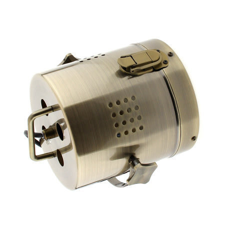 Spot housing para bombillas E27 con acabado bronze, frontal de cristal y práctico sistema apertura y ventilación.