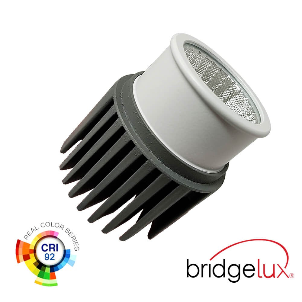 Spot LED de calidad profesional con chip led de alta potencia lumínica BRIDGELUX con disipador de aluminio de diseño patentando que alarga la vida útil y garantiza un flujo luminosos estable a lo largo del tiempo. Con un CRI >92 que asegura una perfecta reproducción cromática. Especialmente indicado para los apliques o aros estándar GU10