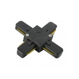 Conector para unir carriles en forma de X. Color negro. De fácil instalación