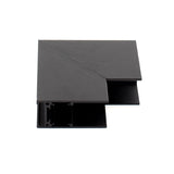 Pieza en forma de L  vertical para conectar dos tramos de carril magnético superficie.