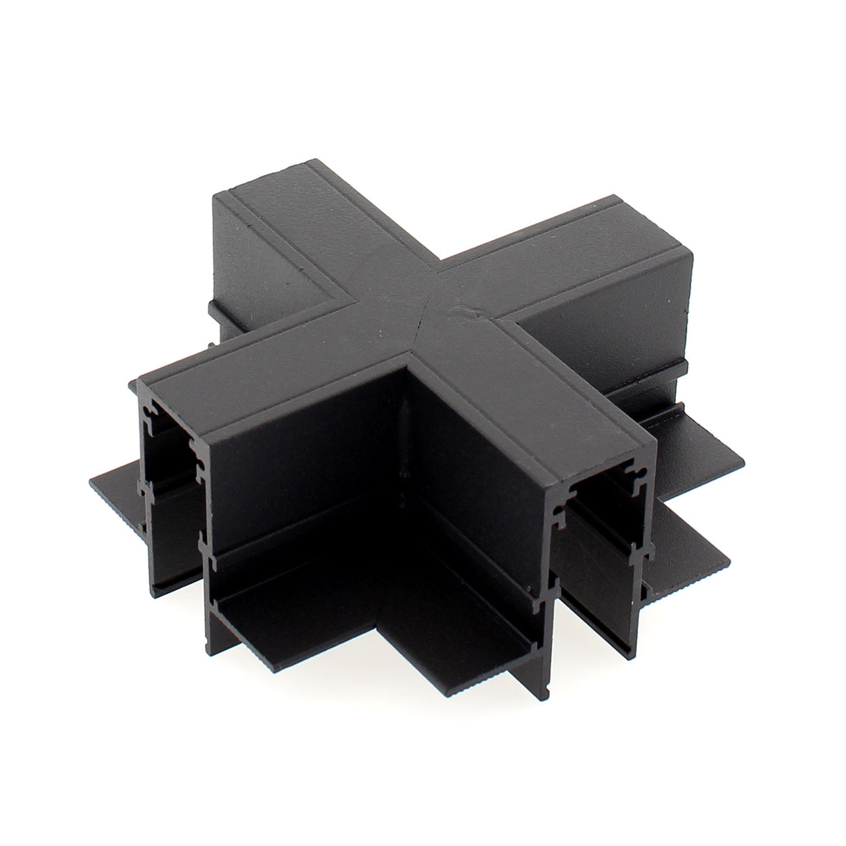 Pieza en forma de X para conectar dos tramos de carril magnético empotrado.