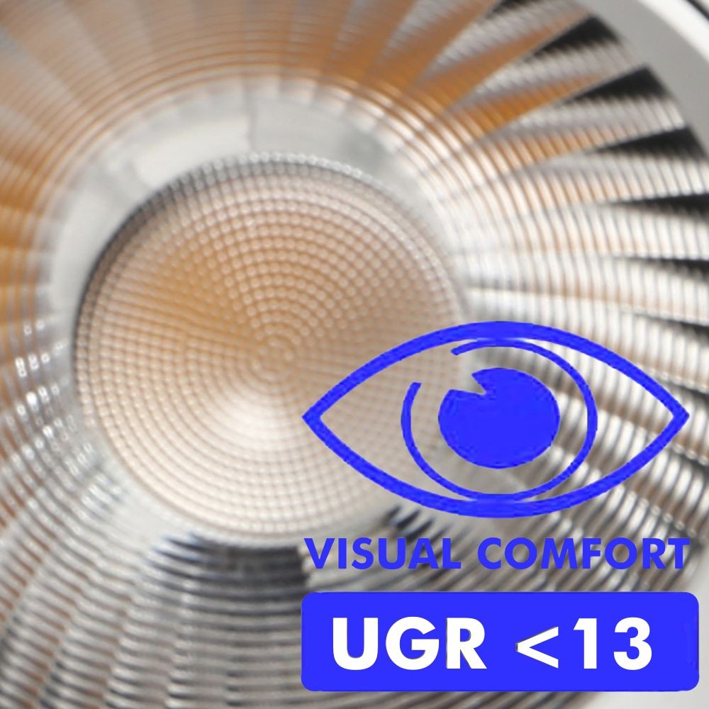 Incluye nuevo driver GXtronic no flicker y con selector de potencia de 34-36-38-40W para ajustarlo a tus necesidades. Chip led de alta luminosidad BRIDGELUX con un CRI>92 y 140lm/w. Lente antideslumbramiento con UGR13. Incluye dos lentes intercambiables para seleccionar el ángulo de apertura 24º ó 60º. 