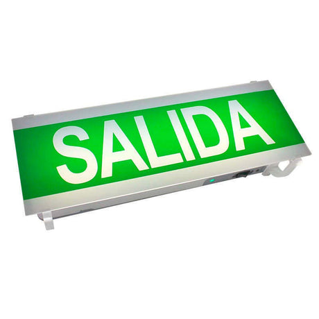 Señalización de fácil instalación para las luminarias led de emergencia EMERLUX F415. Realizado en metacrilato traslúcido que ofrecen una comunicación visual que cumplen la función de guiar, orientar u organizar a una persona o conjunto de personas.