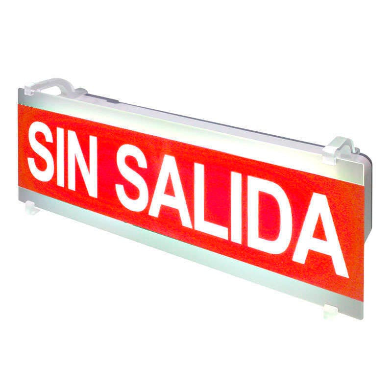 Señalización de fácil instalación para las luminarias led EMERLUX F415. Realizado en metacrilato traslúcido que ofrecen una comunicación visual que cumplen la función de guiar, orientar u organizar a una persona o conjunto de personas.