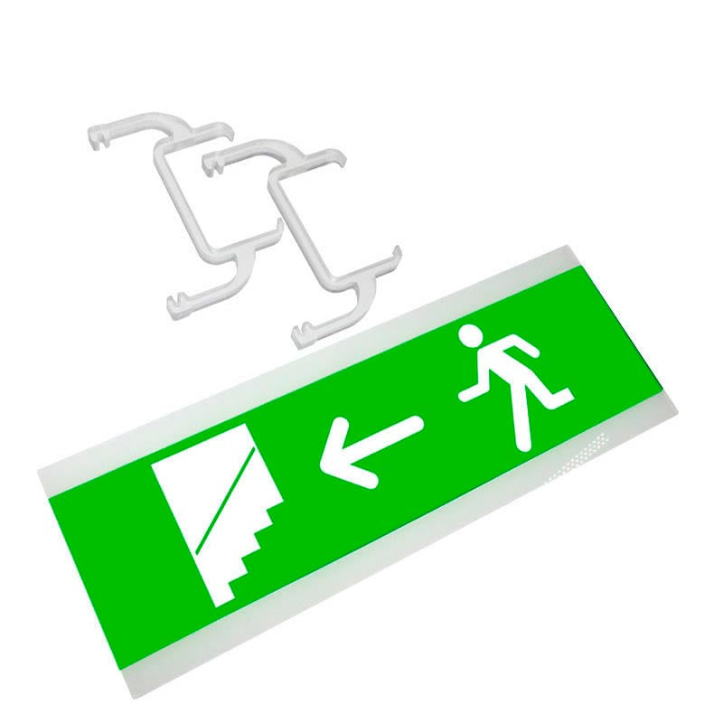 Señalización de fácil instalación para las luminarias led EMERLUX F415. Realizado en metacrilato traslúcido que ofrecen una comunicación visual que cumplen la función de guiar, orientar u organizar a una persona o conjunto de personas.