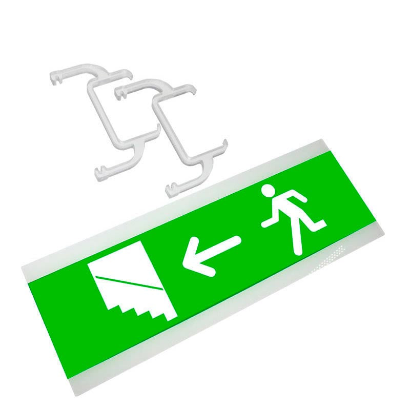 Señalización de fácil instalación para las luminarias led EMERLUX F415. Realizado en metacrilato traslúcido que ofrecen una comunicación visual que cumplen la función de guiar, orientar u organizar a una persona o conjunto de personas.