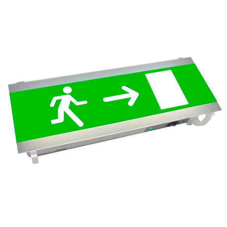 Señalización de fácil instalación para las luminarias led EMERLUX F415. Realizado en metacrilato traslúcido que ofrecen una comunicación visual que cumplen la función de guiar, orientar u organizar a una persona o conjunto de personas.