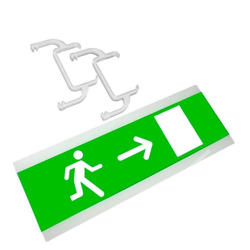 Señalización de fácil instalación para las luminarias led EMERLUX F415. Realizado en metacrilato traslúcido que ofrecen una comunicación visual que cumplen la función de guiar, orientar u organizar a una persona o conjunto de personas.