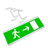 Señalización de fácil instalación para las luminarias led EMERLUX F415. Realizado en metacrilato traslúcido que ofrecen una comunicación visual que cumplen la función de guiar, orientar u organizar a una persona o conjunto de personas.
