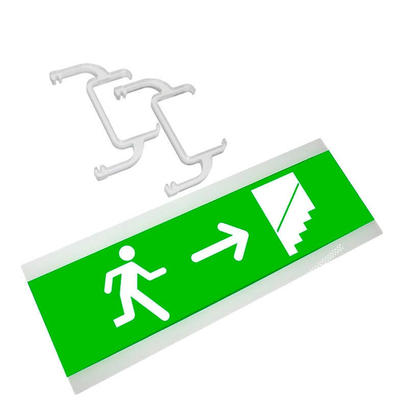 Señalización de fácil instalación para las luminarias led EMERLUX F415. Realizado en metacrilato traslúcido que ofrecen una comunicación visual que cumplen la función de guiar, orientar u organizar a una persona o conjunto de personas.