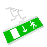 Señalización de fácil instalación para las luminarias led EMERLUX F415. Realizado en metacrilato traslúcido que ofrecen una comunicación visual que cumplen la función de guiar, orientar u organizar a una persona o conjunto de personas.