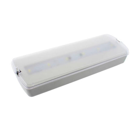 Luminaria LED de emergencia de alta calidad, incluye kit para empotrar en techo, más de 180 minutos de autonomía con su batería recargable de Ni-Cd. Configurable como Modo permanente y No permanente. Luz para señalización de salidas, puertas, ascensores, zonas de paso o comunes.