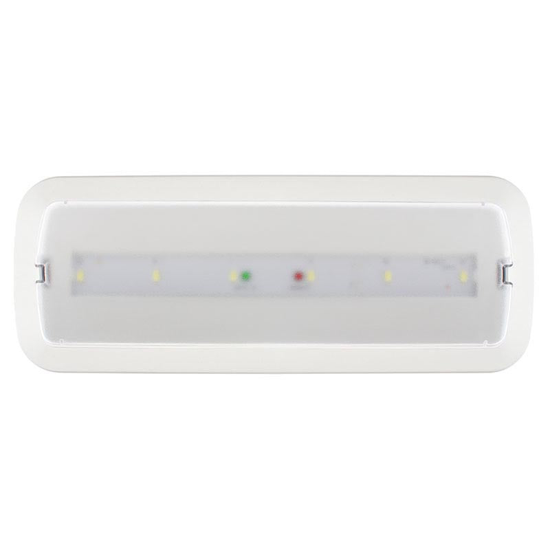 Luminaria LED de emergencia de alta calidad, incluye kit para empotrar en techo, más de 180 minutos de autonomía con su batería recargable de Ni-Cd. Configurable como Modo permanente y No permanente. Luz para señalización de salidas, puertas, ascensores, zonas de paso o comunes.