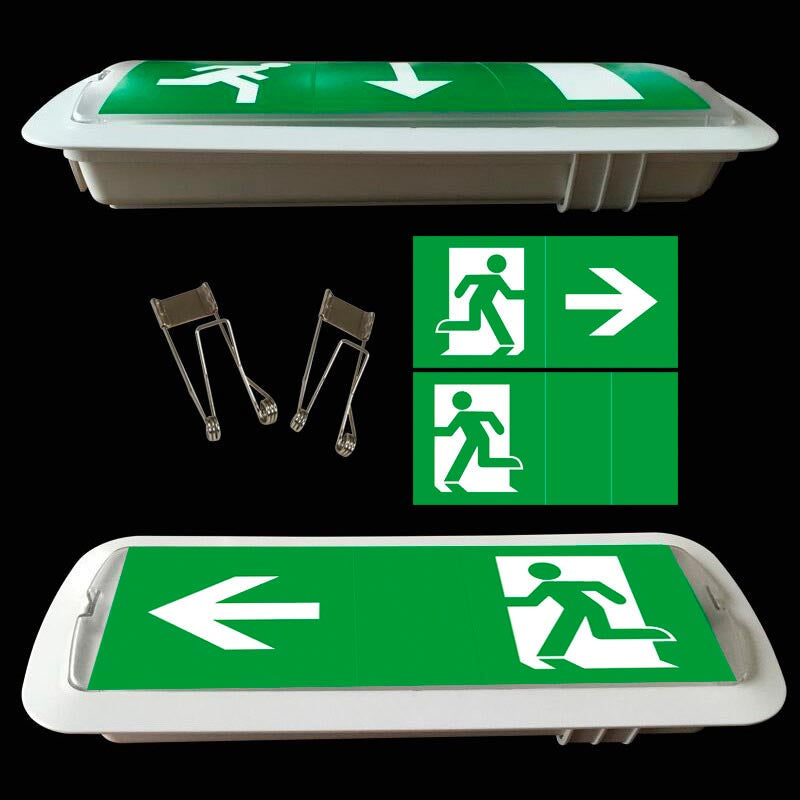 Etiquetas adhesiva con señalización de fácil instalación para las luminarias led de emergencia NICELUX. Realizado en vinilo de alta calidad que ofrecen una comunicación visual que cumplen la función de guiar, orientar u organizar a una persona o conjunto de personas. Vienen precortadas para colocarlas en cualquier posición y adaptarlas a las necesidades del usuario.