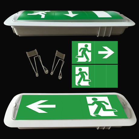Etiquetas adhesiva con señalización de fácil instalación para las luminarias led de emergencia NICELUX. Realizado en vinilo de alta calidad que ofrecen una comunicación visual que cumplen la función de guiar, orientar u organizar a una persona o conjunto de personas. Vienen precortadas para colocarlas en cualquier posición y adaptarlas a las necesidades del usuario.