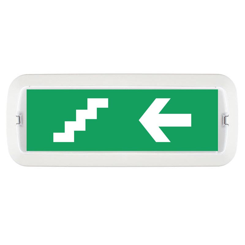 Etiquetas adhesiva con señalización de fácil instalación para las luminarias led de emergencia NICELUX. Realizado en vinilo de alta calidad que ofrecen una comunicación visual que cumplen la función de guiar, orientar u organizar a una persona o conjunto de personas.