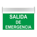 Luz de señalización con tecnología LED. Ofrece Luz de forma permanente iluminando la señalética en todo momento. Con metacrilato óptico personalizado con la señalética o textos que necesites en metacrilato fresado o vinilado en cualquier color. También cumple las funciones de lumianria de emergencia permanente.