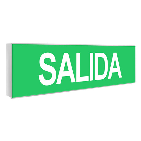 Luminaria LED de emergencia con auto diagnóstico de gran tamaño para instalar en superficie, más de 180 minutos de autonomía con su batería recargable de Ni-Cd. Luz para señalización de salidas, puertas, ascensores, zonas de paso o cualquier señalética personalizada.