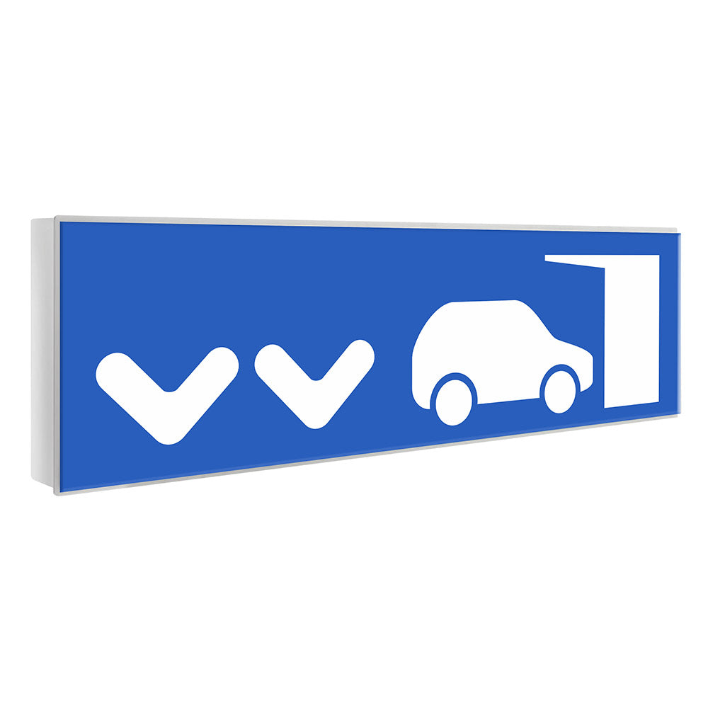 Luminaria LED de emergencia con auto diagnóstico de gran tamaño para instalar en superficie, más de 180 minutos de autonomía con su batería recargable de Ni-Cd. Luz para señalización de salidas, puertas, ascensores, zonas de paso o cualquier señalética personalizada.