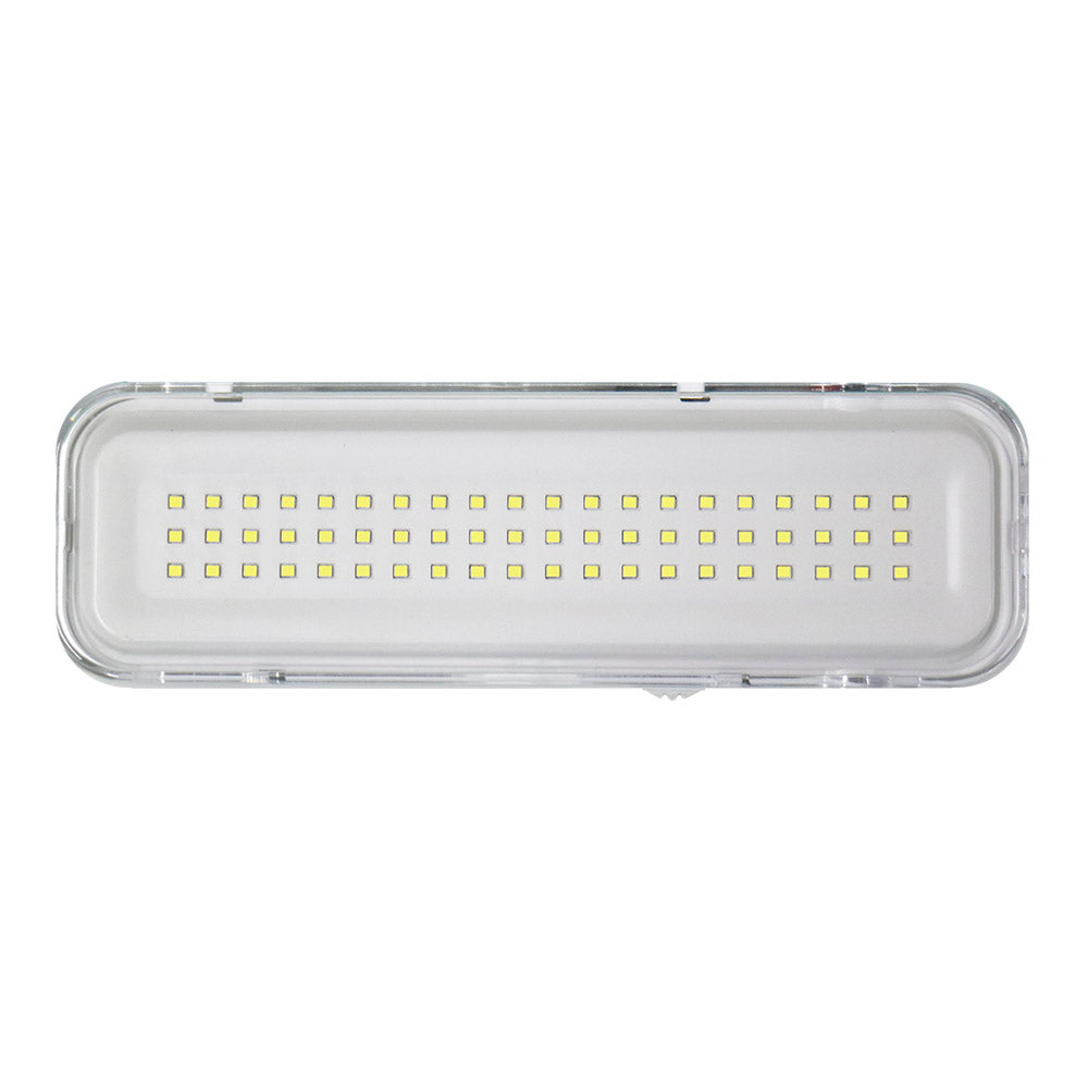 Luz LED de emergencia de máxima eficiencia, hasta 3 horas de autonomía con su batería recargable Li-ion, control de intensidad y test. Incorpora 60 led SMD2835. Luz para señalización de salidas, puertas, ascensores, zonas de paso o comunes.