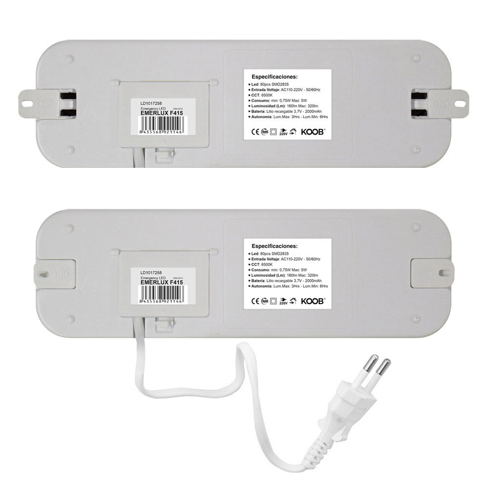 Luz LED de emergencia de máxima eficiencia, hasta 3 horas de autonomía con su batería recargable Li-ion, control de intensidad y test. Incorpora 60 led SMD2835. Luz para señalización de salidas, puertas, ascensores, zonas de paso o comunes.